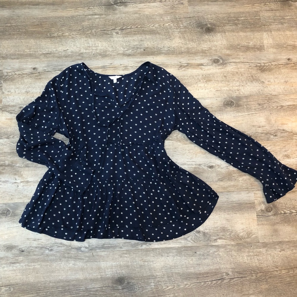 Lucky Brand flowy navy peplum tunic #NWOT